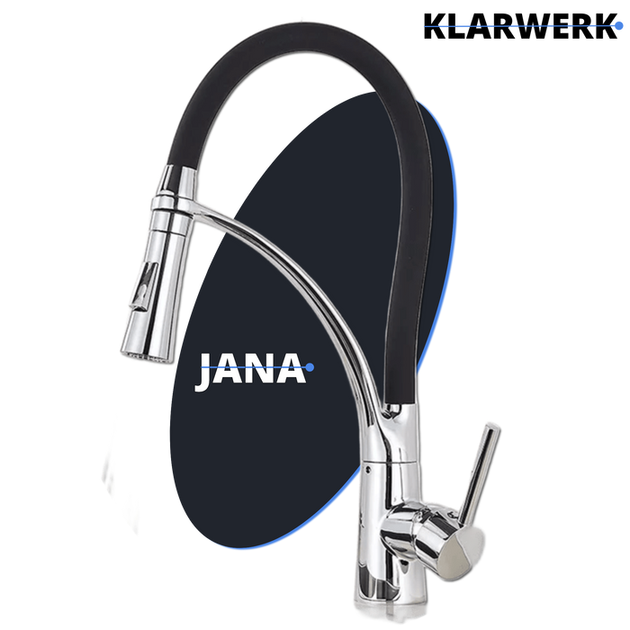 JANA | Rubinetto Gastronomia cromata girevole | da cucina in acciaio inossidabile | miscelatore ruotabile a 360° | bassa pressione 3 attacchi argento