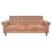 Divano letto trasformabile con bracciolo 196 x 97 x 59 cm finta pelle scamosciata marrone 02_0019646