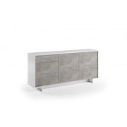 Madia Frame 3 ante con cassetto push to open bianco e cemento 170x42x78 cm - Terraneo