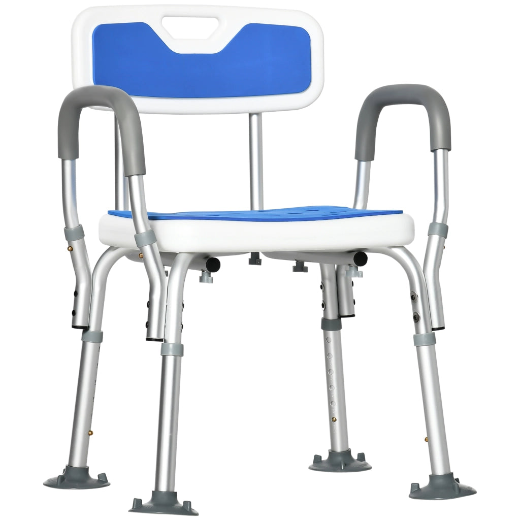 Sgabello da doccia regolabile ¨C zephmum ¨C bianco e blu 56.5x53.5x87