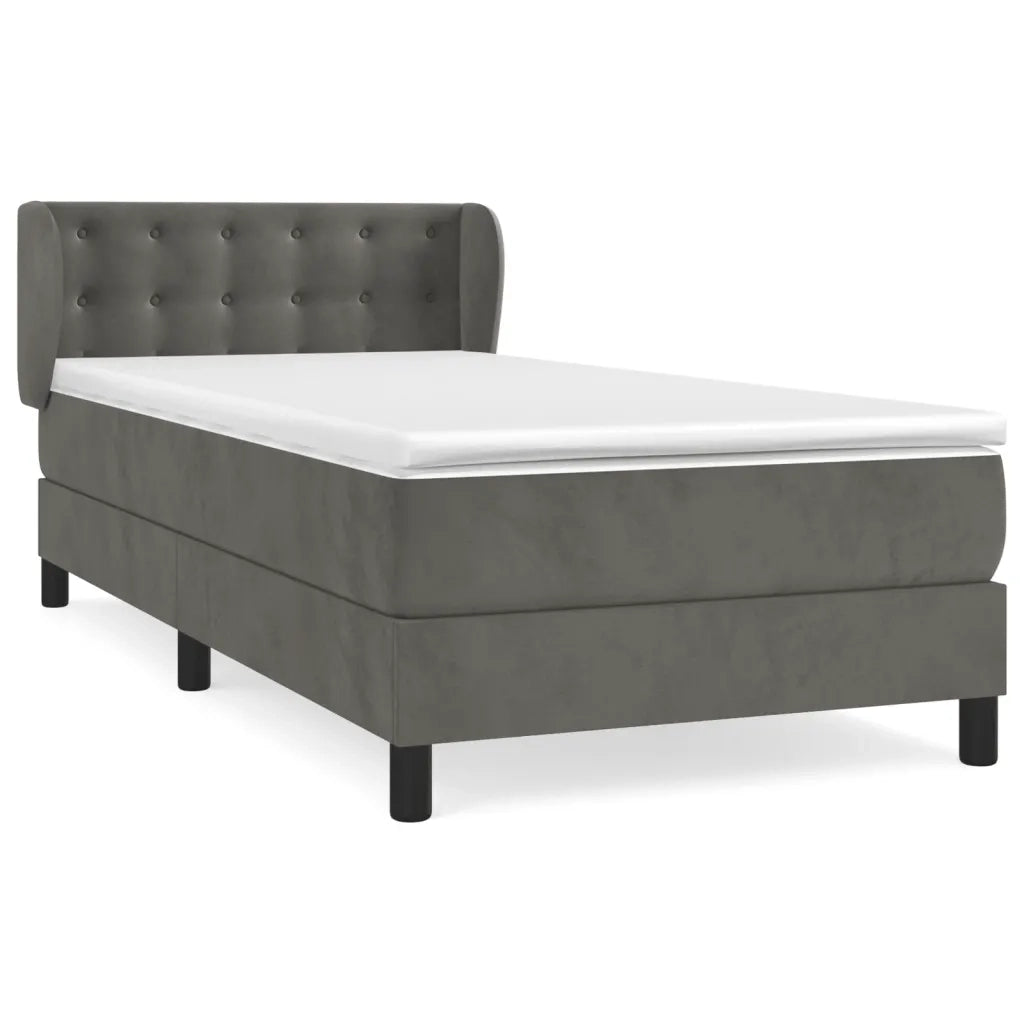 Giroletto a Molle con Materasso Grigio Scuro 100x200 cm Velluto 3127716