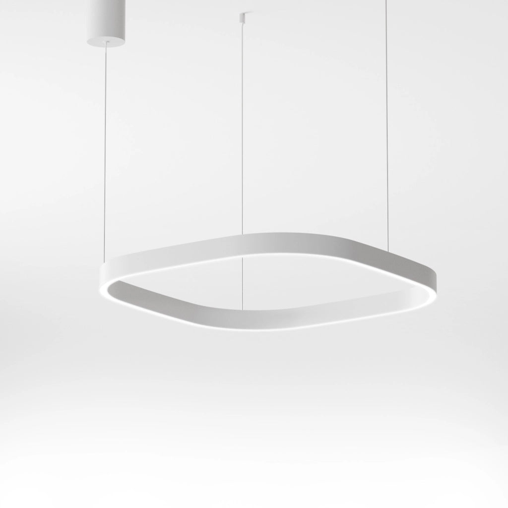 Lampada a Sospensione CRISEIDE S/1P Q - 60W LED 3000K Dimmerabile in Bianco Satinato, Struttura in Alluminio, Diffusore in Silicone - Gealuce