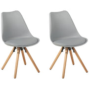 Set di 2 sedie da pranzo con sedile in ecopelle grigio gambe in legno eleganti