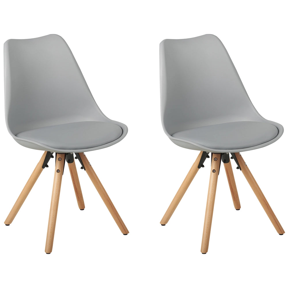 Set di 2 sedie da pranzo con sedile in ecopelle grigio gambe in legno eleganti