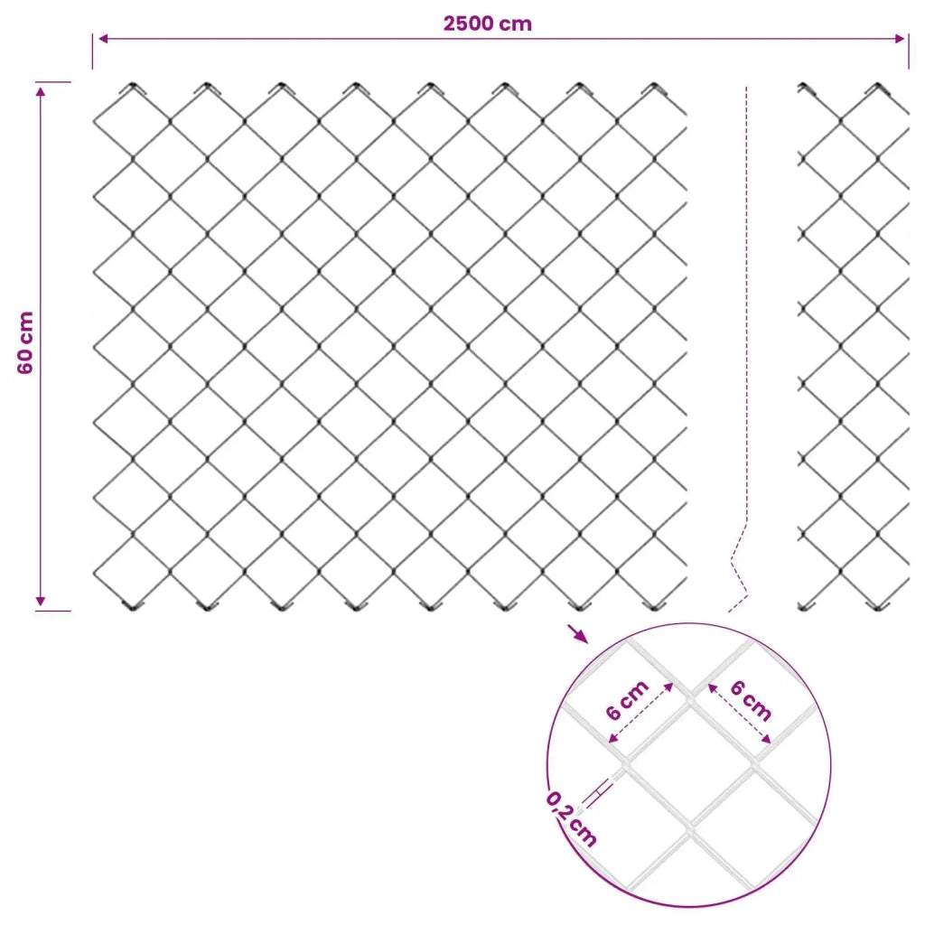 Recinzione a maglie metalliche con palo 25 x 0,6 m (P x H) 3336278