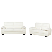 Set divano 3 + 2 posti in ecopelle color bianco sporco da soggiorno stile moderno