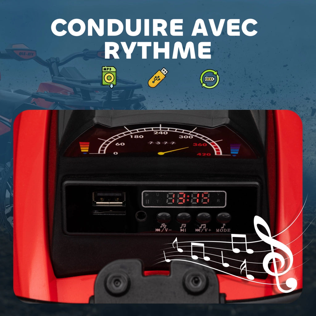 Quad Buggy Elettrico per Bambini 12V ¨C Xylo ¨C Rosso e Nero con Luci LED e Suoni