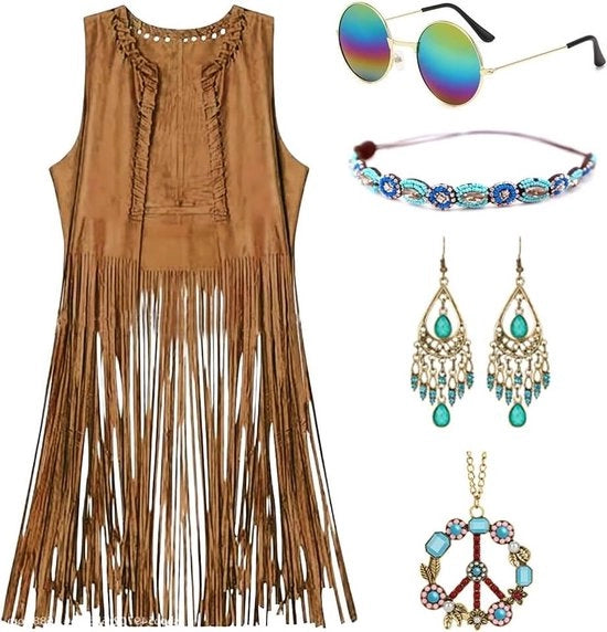 Abbigliamento hippie per donne - Stili anni '60 e '70 - Occhiali da sole hippie - Vestiti con frange - Costume da discoteca - Accessori hippie - Costumi da carnevale