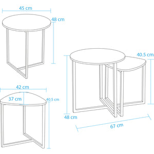 Set Tavolini ad Incastro Industrial da Salotto e Soggiorno Caffè Salvaspazio