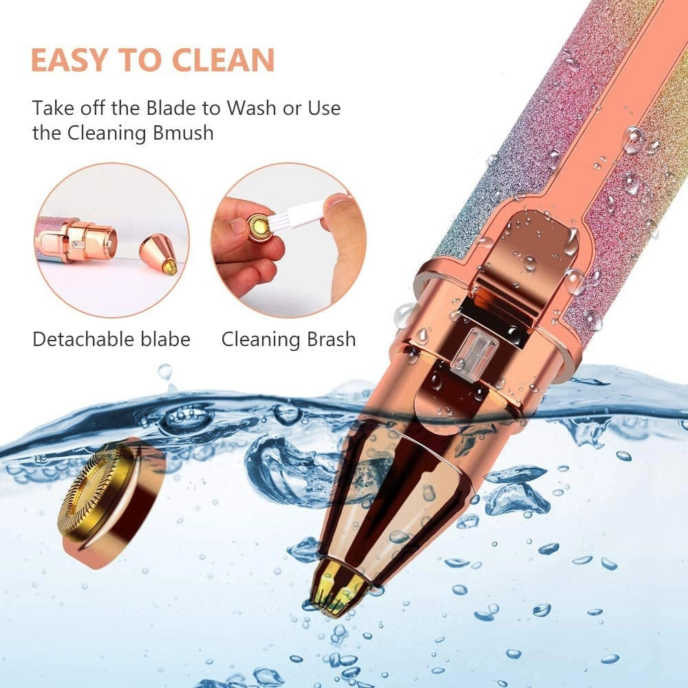 Trade Shop - Epilatore Donna Ricaricabile 2in1 Per Viso E Sopracciglie Rasoio Elettrico Luce -