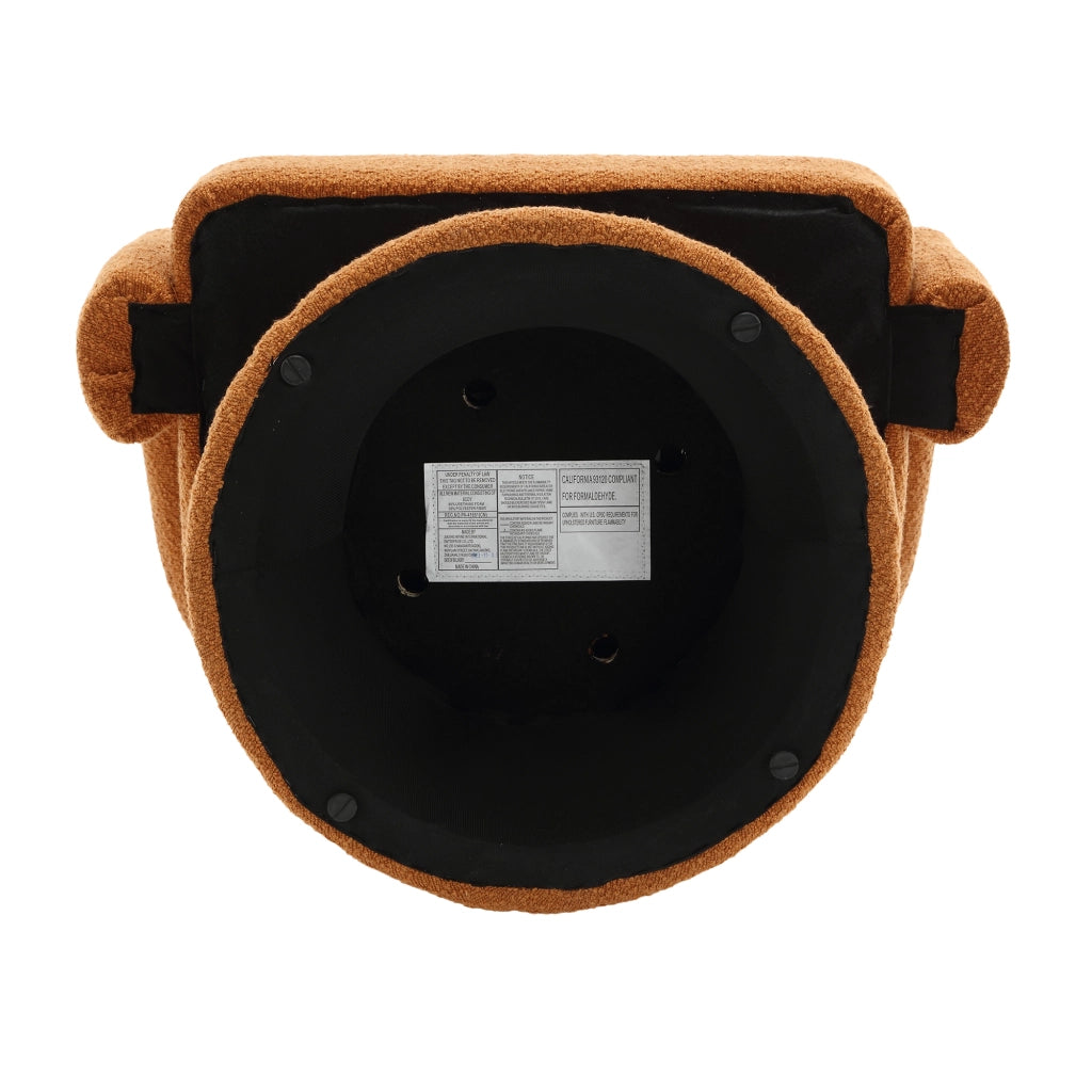 OKWISH Poltrona Girevole a 360 Gradi, Schienale e Braccioli Arrotondati, Seduta Imbottita Ampia, Bouclé, Arancione
