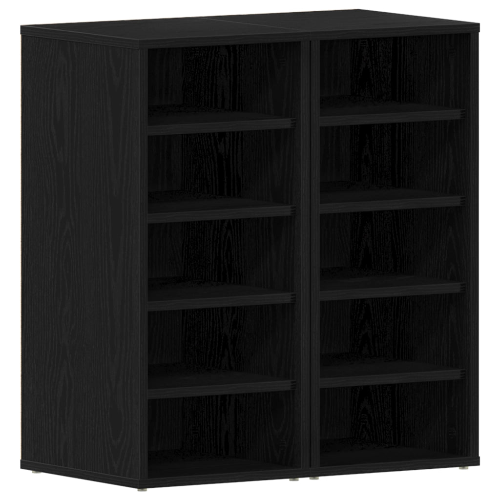 Armadio per scarpe  2 pz Nero Rovere 32x35x70 cm in legno ingegnerizzato