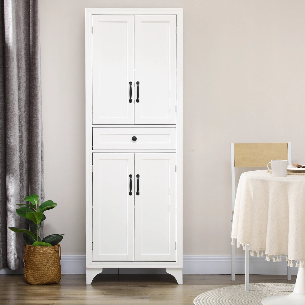 Armadio cucina 4 ante 2 ripiani tiroio centrale ¨C zephmum ¨C bianco 170 cm