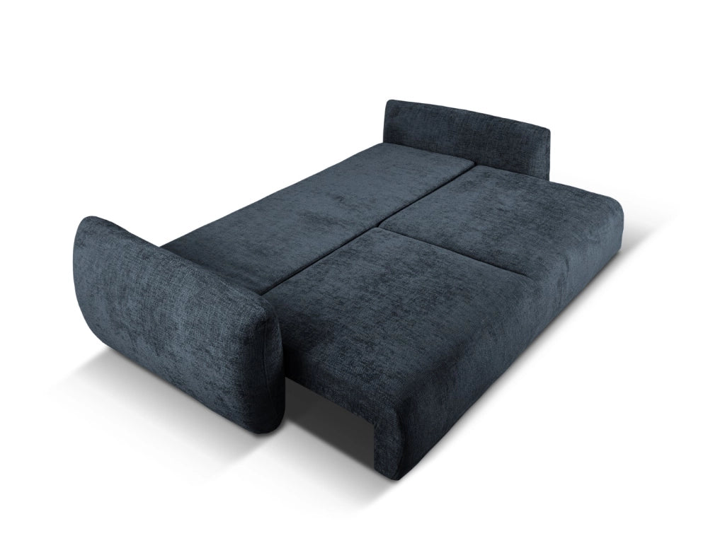 Cosmopolitan Design - Divano convertibile con contenitore "Matera" 3 posti in ciniglia blu reale 