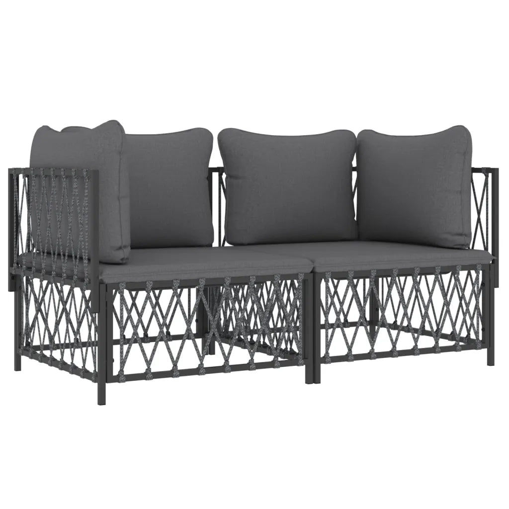 Set Salotto da Giardino 2 pz con Cuscini in Acciaio Antracite