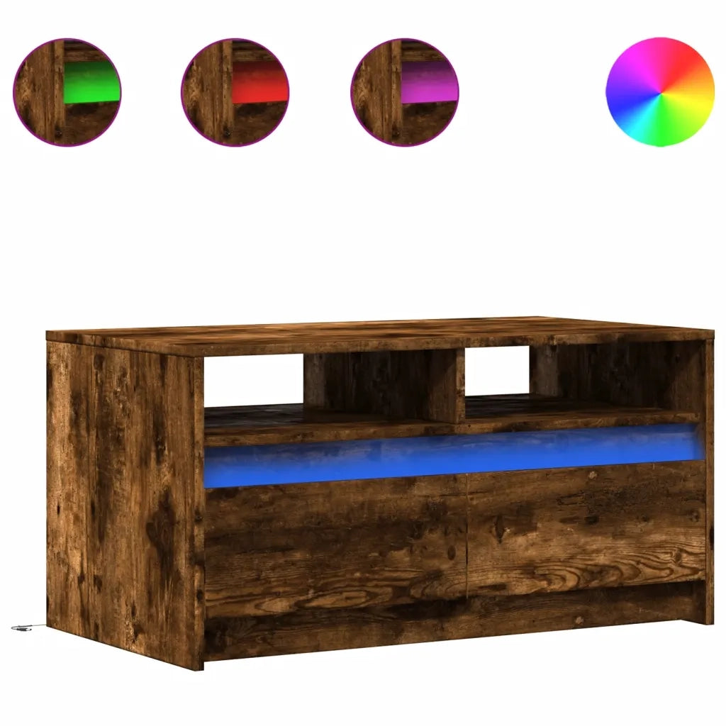 vidaXL Tavolino da Salotto con Luci LED Rovere Fumo in Truciolato