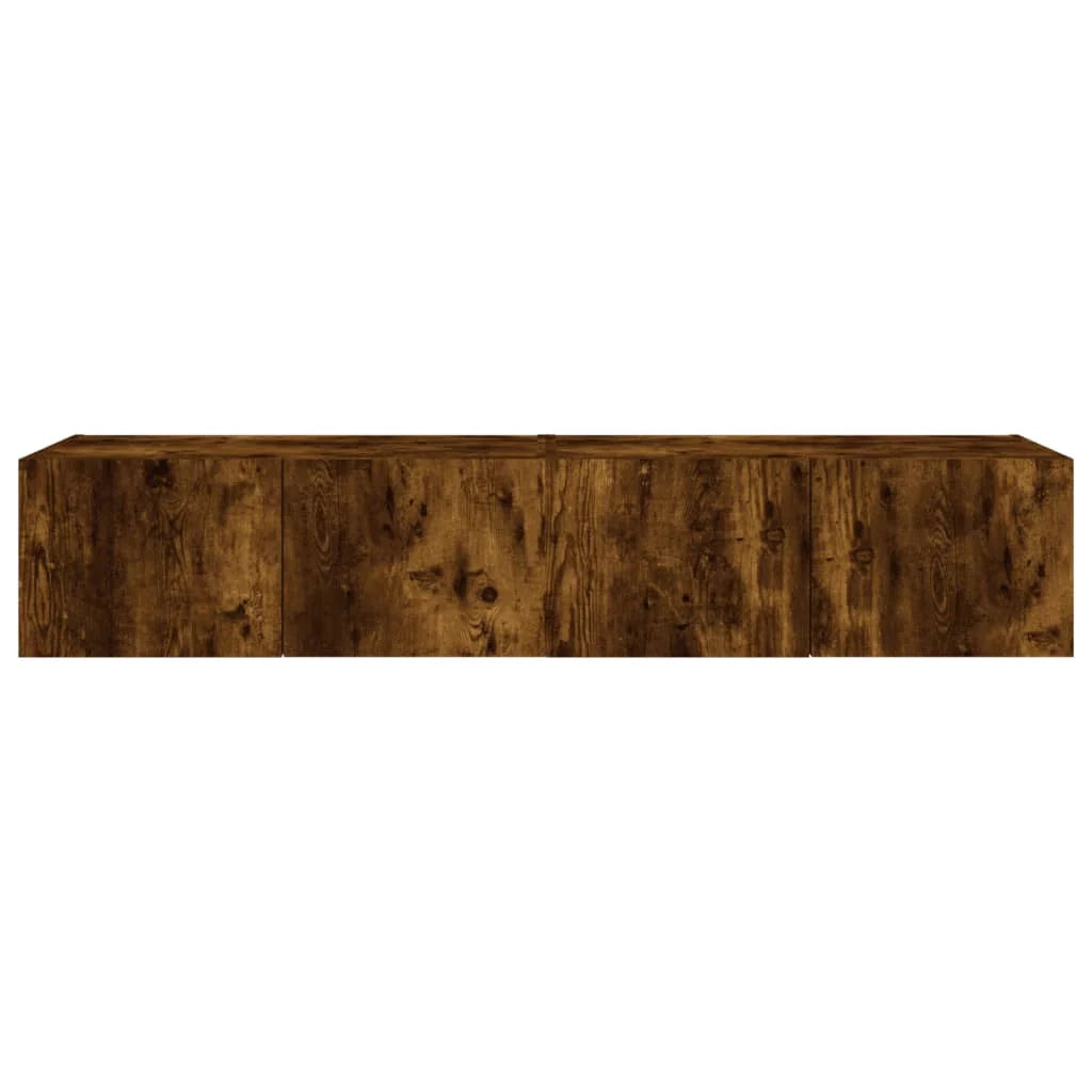 Mobile TV multimediale da parete mensola TV credenza mobile TV sala da pranzo soggiorno camera da letto e luci LED 2 pezzi rovere affumicato 80 x 35 x 31 cm marrone 02_0029146