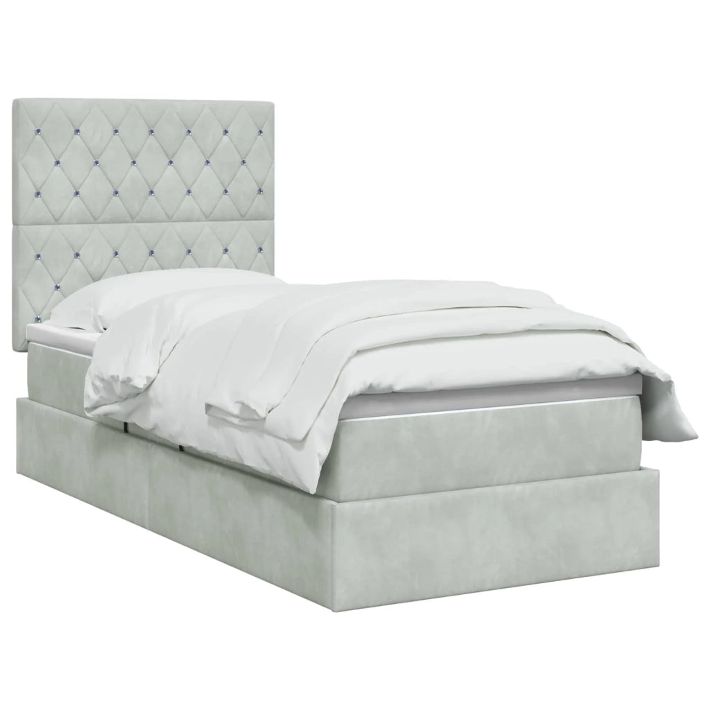 Letto con contenitore e materasso Grigio Chiaro 90 x 200 cm 3459603