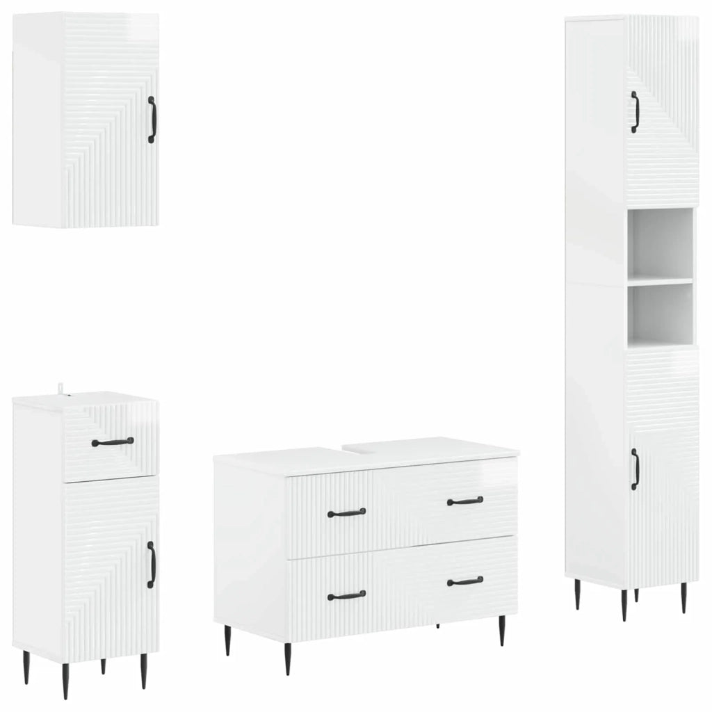 Set di Mobili da Bagno da 4 Pezzi HAARLEM Bianco Lucido 3417940