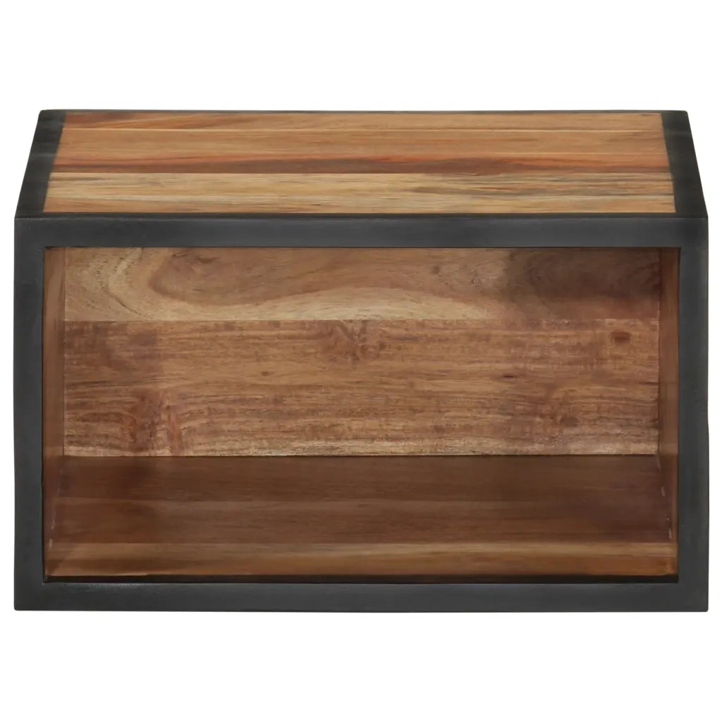 Comodino a Parete 35x35x20 cm in Legno Massello di Acacia