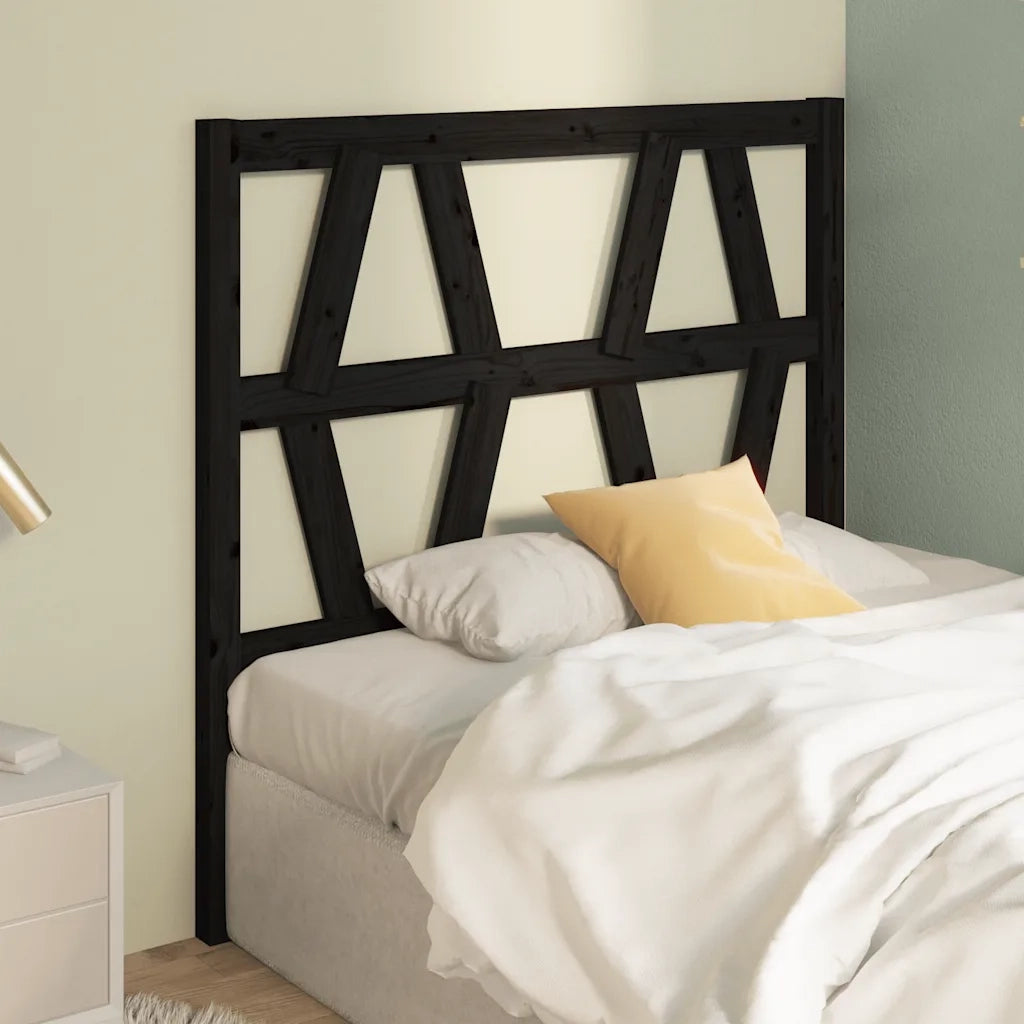 Testiera per Letto Nera 81x4x100 cm in Legno Massello di Pino