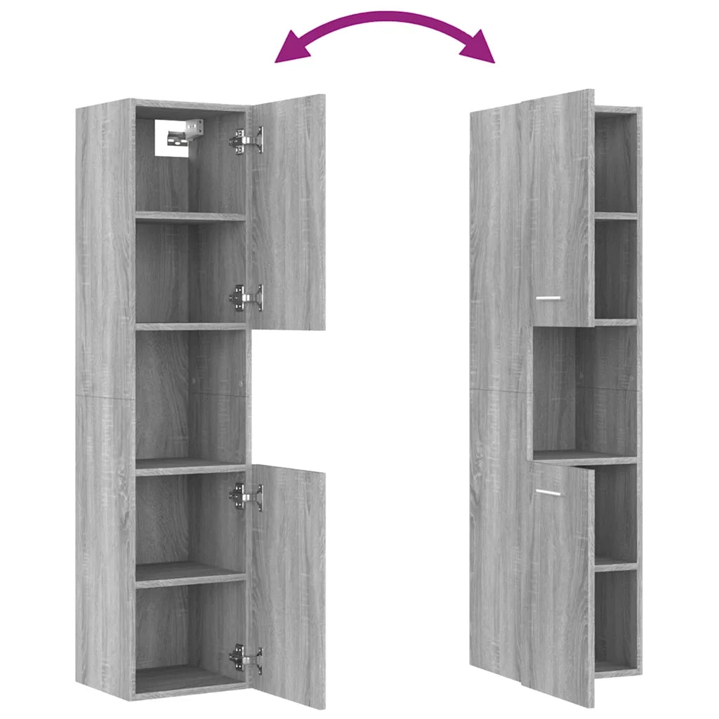 Armadietto Bagno | Armadio da bagno Grigio Sonoma 30x30x130cm in Legno Multistrato