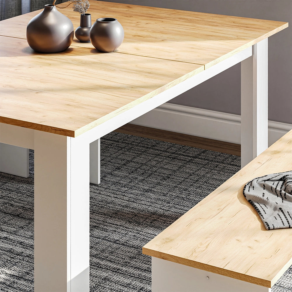 Vicco Set di panche ad angolo Rovere bianco/dorato 137.6 x 92.8 cm con 2 panche