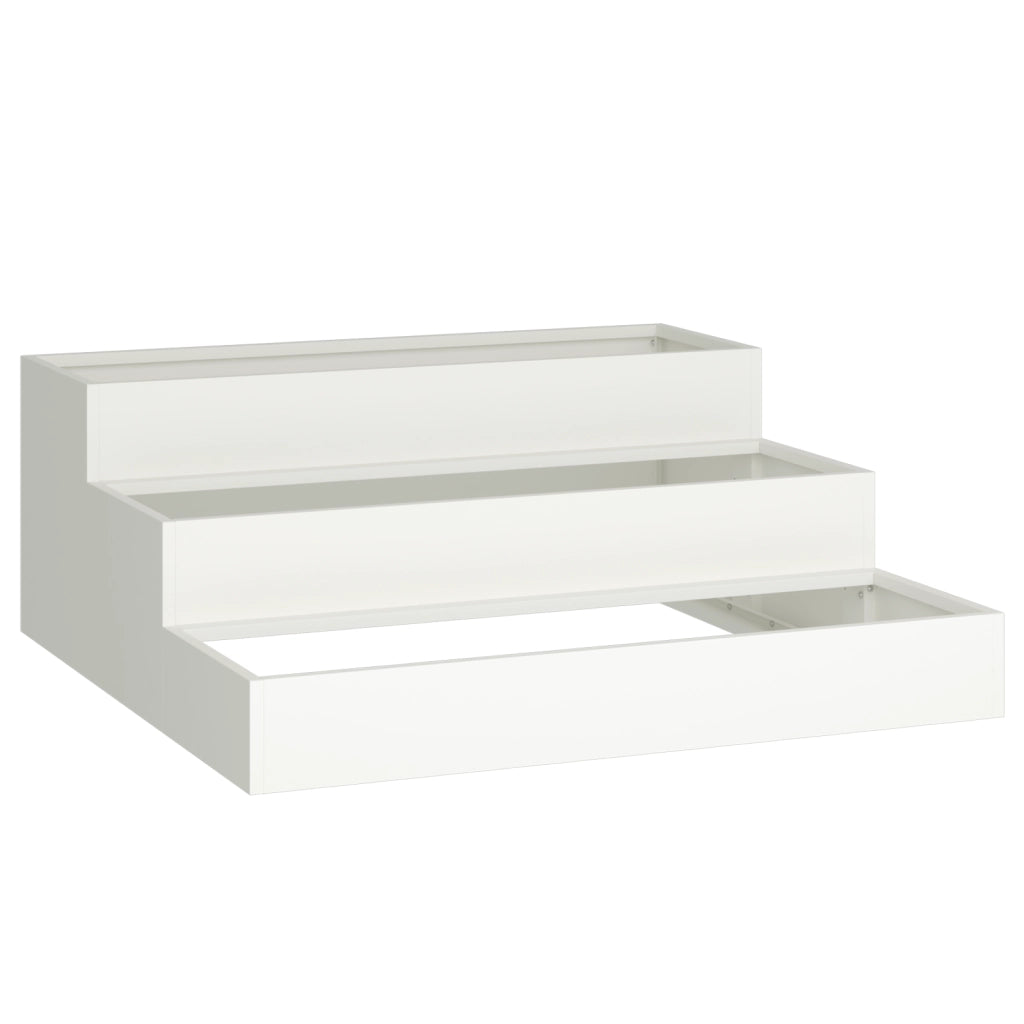 Fioriera da Giardino 3-Livelli 90x90x35 cm Bianco Acciaio