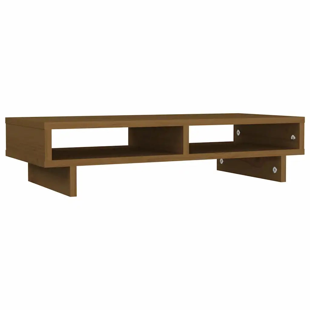 Supporto per Monitor ambra 60x27x14 cm Legno Massello di Pino 814002