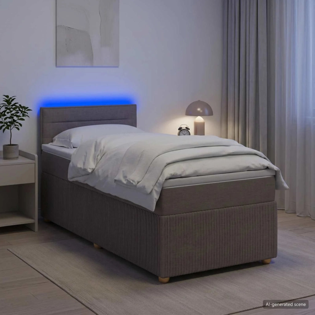Letto box spring con materasso Tortora 80 x 200 cm Tessuto 3452796
