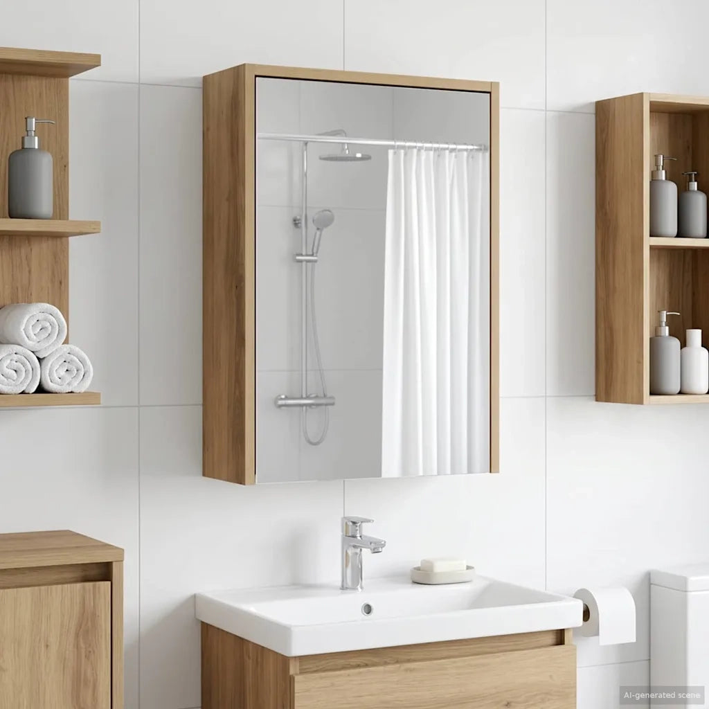 Mobiletto per specchio da bagno con porta Rovere Artigianale
