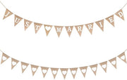 Bandiera di Lino per Matrimonio - 3,5 m di Lunghezza - Catena di Bandiera - Decorazione di Matrimonio - Decorazione di Festa - Materiale Sostenibile