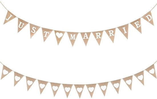 Bandiera di Lino per Matrimonio - 3,5 m di Lunghezza - Catena di Bandiera - Decorazione di Matrimonio - Decorazione di Festa - Materiale Sostenibile