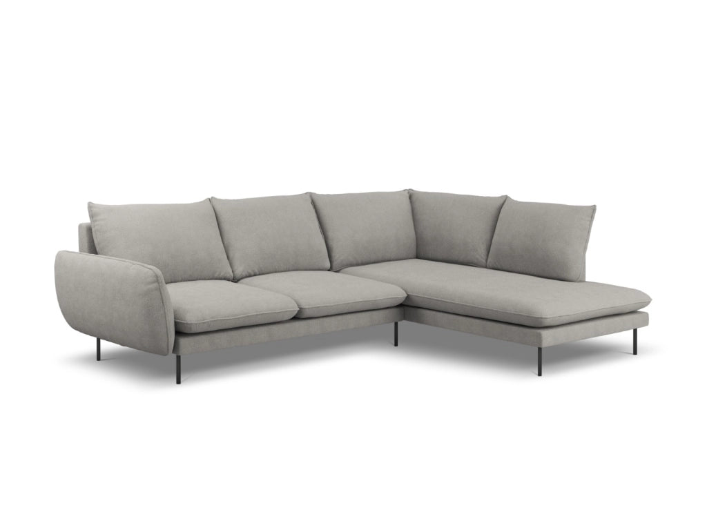 Cosmopolitan Design - Divano angolare destro "Vienna" 6 posti in tessuto strutturato grigio chiaro 