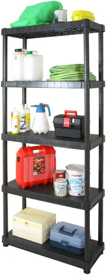 SCAFFALE IN RESINA FISSO cm 40x90x188h - 5 ripiani - portata 300 kg