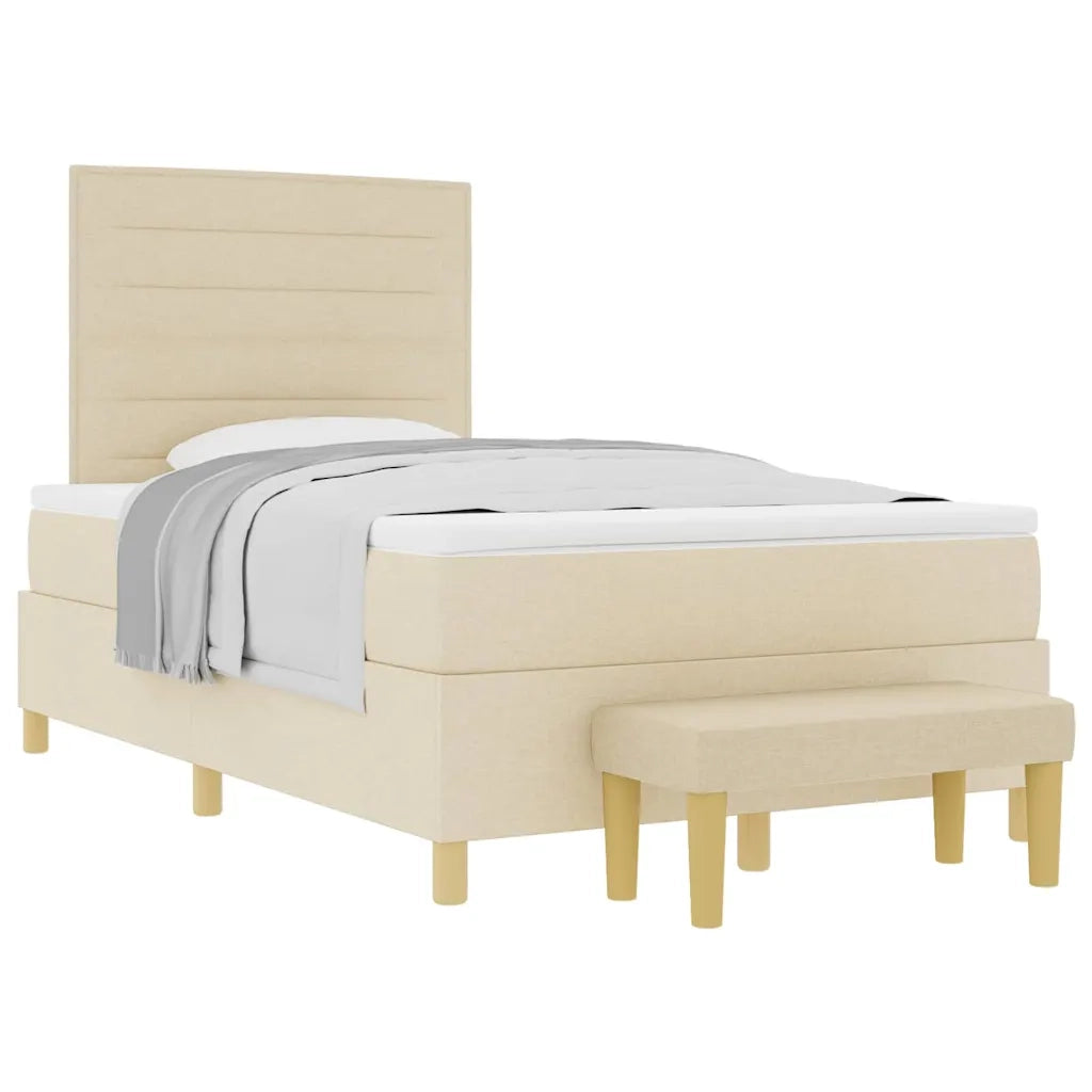 vidaXL Letto a molle con materasso Crema 120 x 190 cm Tessuto