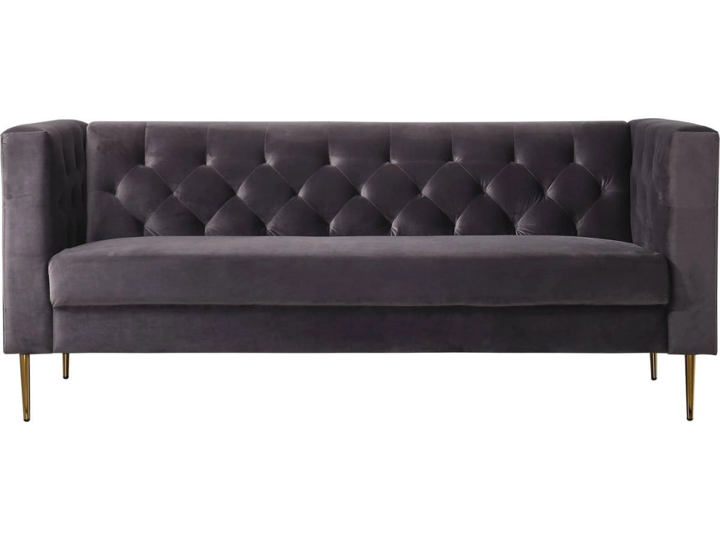 Divano fisso in velluto "Bruce" - 196 x 76 x 82 cm - 3 posti a sedere - Grigio