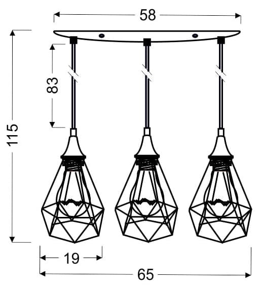Lampadario Candellux Graf 33-62901 nero 3xE27 industriale loft