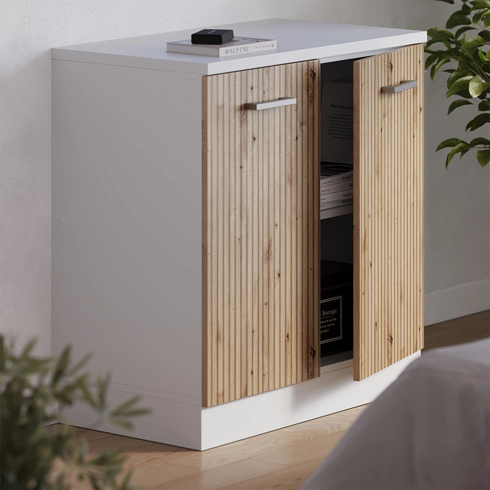 Mobile per mansarda Rion Rovere artigianale/Bianco 80 x 83.8 cm senza inclinazione con 2 ante Vicco