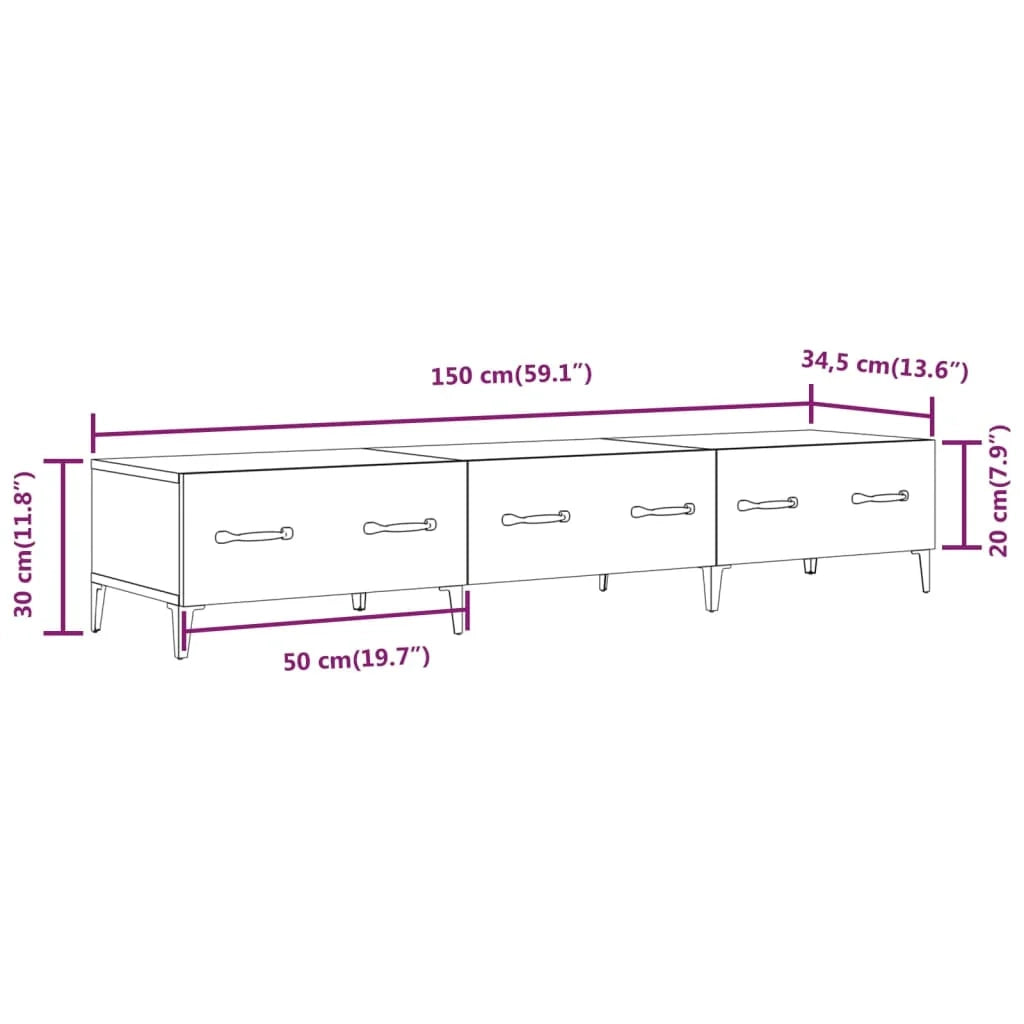 Mobile TV multimediale mensola TV credenza TV sala da pranzo soggiorno camera da letto rovere 150 x 34,5 x 30 cm legno ingegnerizzato marrone 02_0027179