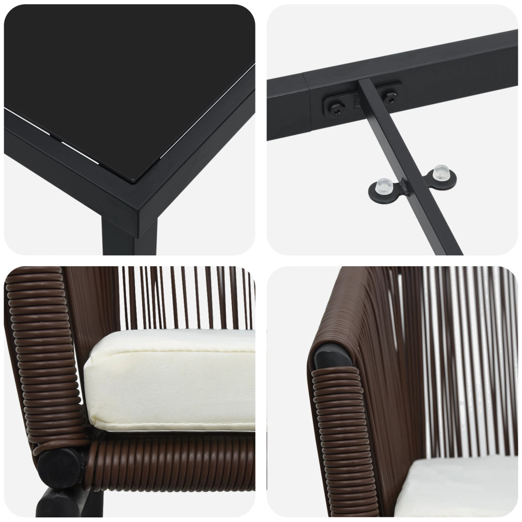 Set da Pranzo da Giardino in 7 Pezzi Rattan PE Marrone