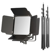 2x LED Niova 100-F Pro 100 W bicolore con treppiede per lampada, luce video dimmerabile, luce da studio con luce morbida, luce fotografica con telecomando