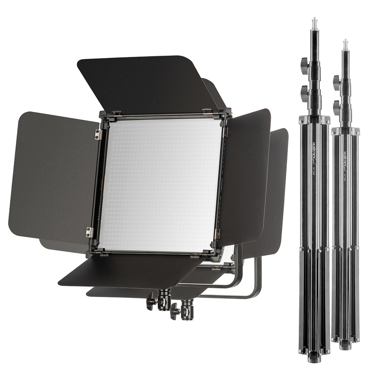 2x LED Niova 100-F Pro 100 W bicolore con treppiede per lampada, luce video dimmerabile, luce da studio con luce morbida, luce fotografica con telecomando