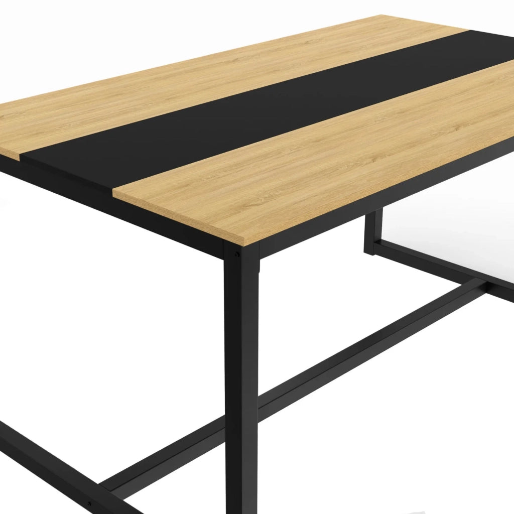 IDMarket - Tavolo da pranzo DOVER per 8 persone con fascia centrale nera design industriale 150 cm