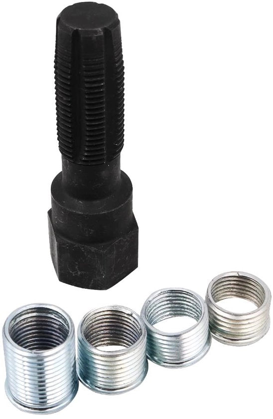 Kit di riparazione a spillo - Inserimenti a filo Helicoil - Strumenti di riparazione a filo - Acciaio al carbonio trattato - Diametro del filo M14 - Lunghezza 6,35cm - Set di riparazioni a filo