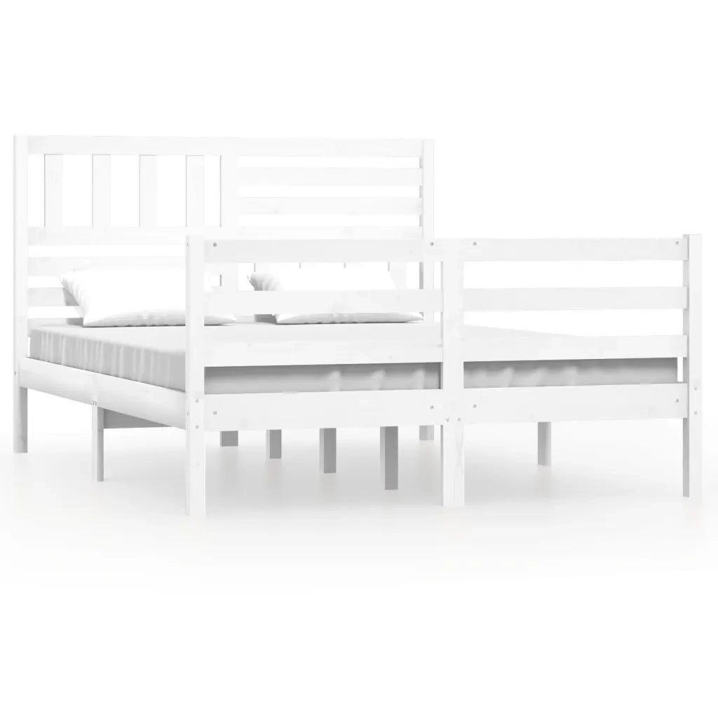 Giroletto-Struttura Letto Bianco in Legno Massello 140x190 cm 706920