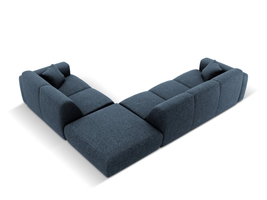 Cosmopolitan Design - Divano angolare destro "Nolio" 4 posti in ciniglia blu reale 