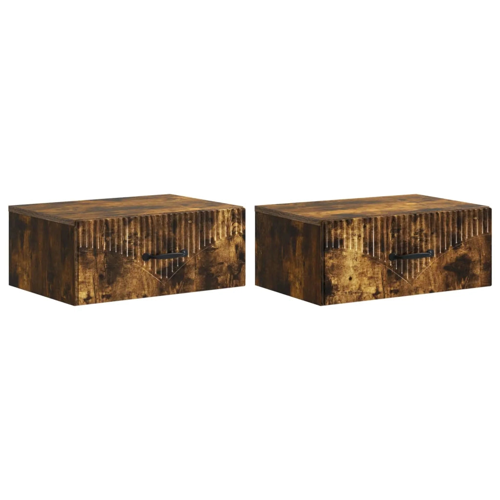 Mobiletto da notte a muro 2 pcs Rovere Fumo 49 x 34,5 x 20 cm 898966