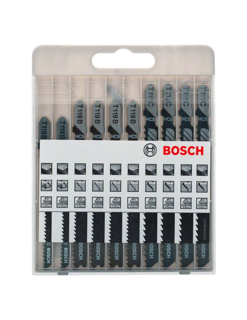 Set di 10 Lame per seghetto alternativo BOSCH Basic for Wood (2 607 010 629)