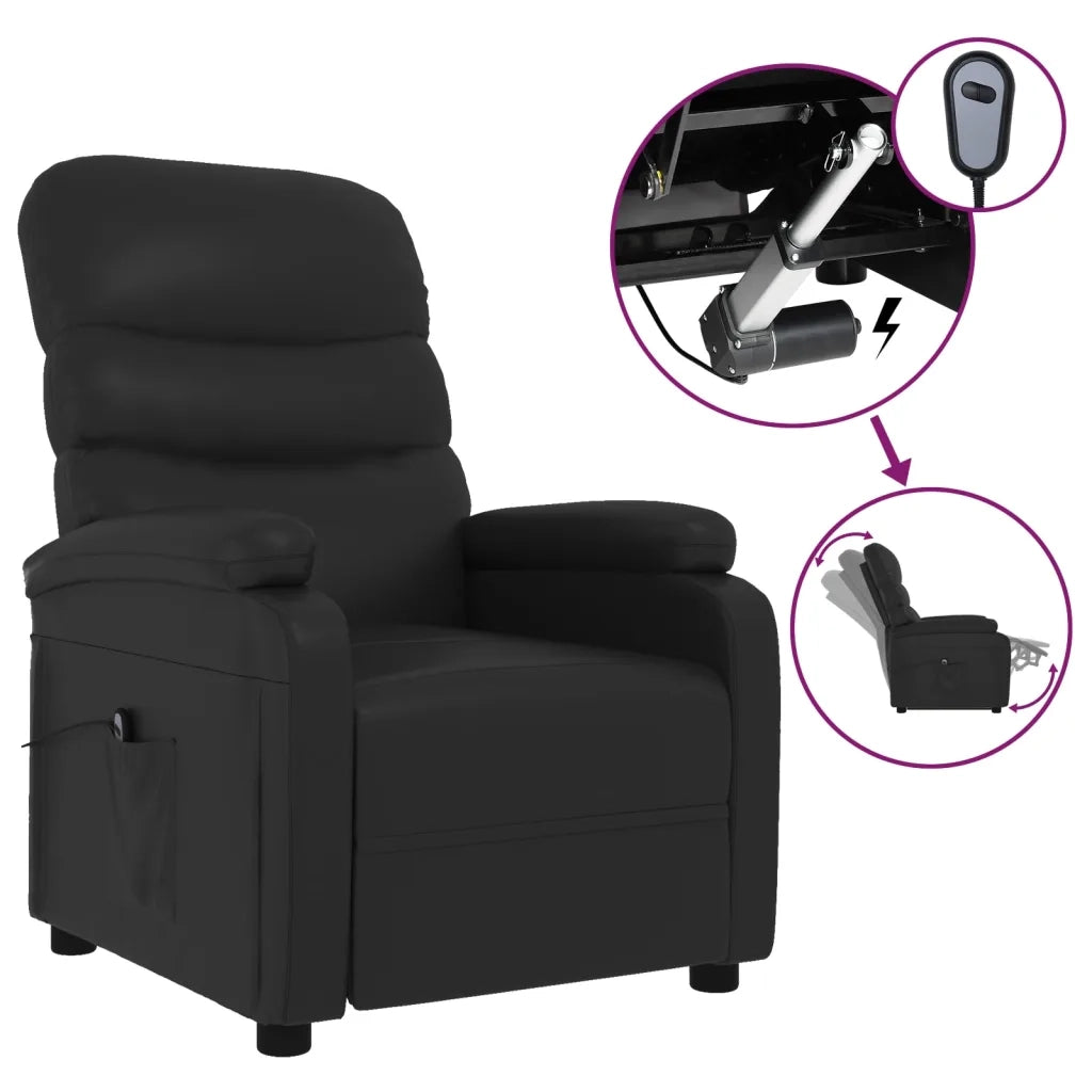 Poltrona Reclinabile Elettrica Nera in Similpelle 3073670